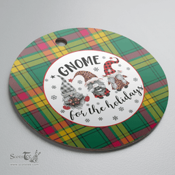 Scottish MacMillan Old Ancient Clan Tartan Ceramic Ornament - Gnome Round Style Scottish Plaid Tartan Plaid