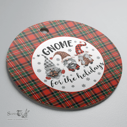 Scottish Stewart (of Appin) Clan Tartan Ceramic Ornament - Gnome Round Style Scottish Plaid Tartan Plaid