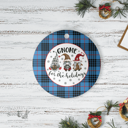 Scottish MacKay Blue Clan Tartan Ceramic Ornament - Gnome Round Style Scottish Plaid Tartan Plaid