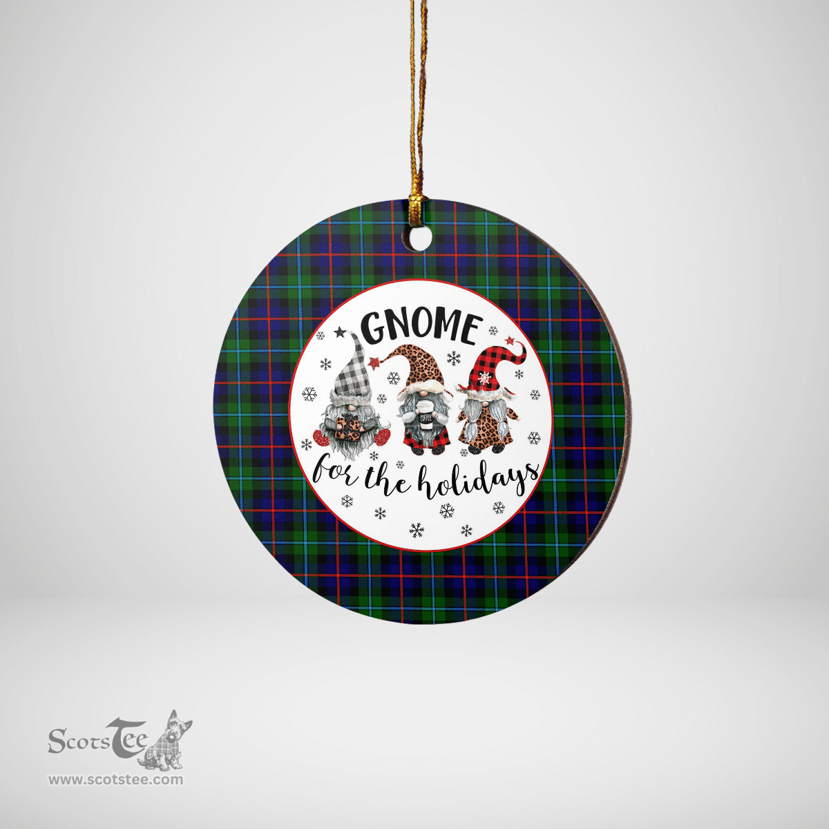 Scottish Campbell of Cawdor Modern Clan Tartan Ceramic Ornament - Gnome Round Style Scottish Plaid Tartan Plaid