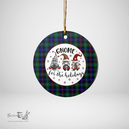 Scottish Campbell of Cawdor Modern Clan Tartan Ceramic Ornament - Gnome Round Style Scottish Plaid Tartan Plaid