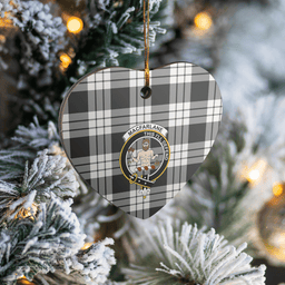 Scottish MacFarlane Black & White Ancient Clan Tartan Ceramic Ornament - Crest Heart Style Scottish Plaid Tartan Plaid