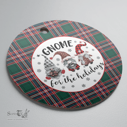 Scottish MacFarlane Hunting Modern Clan Tartan Ceramic Ornament - Gnome Round Style Scottish Plaid Tartan Plaid