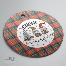 Scottish Stewart Royal Ancient Clan Tartan Ceramic Ornament - Gnome Round Style Scottish Plaid Tartan Plaid