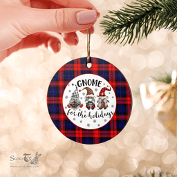 Scottish MacLachlan Modern Clan Tartan Ceramic Ornament - Gnome Round Style Scottish Plaid Tartan Plaid