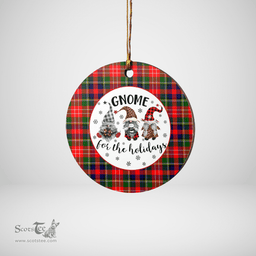 Scottish Christie Clan Tartan Ceramic Ornament - Gnome Round Style Scottish Plaid Tartan Plaid
