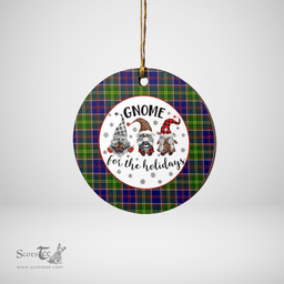 Scottish Whitefoord Clan Tartan Ceramic Ornament - Gnome Round Style Scottish Plaid Tartan Plaid