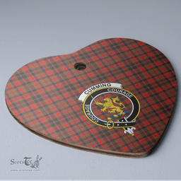 Scottish Cumming Hunting Weathered Clan Tartan Ceramic Ornament - Crest Heart Style Scottish Plaid Tartan Plaid