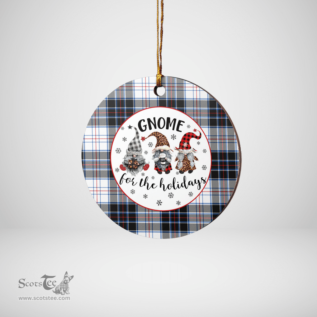Scottish MacRae Dress Modern Clan Tartan Ceramic Ornament - Gnome Round Style Scottish Plaid Tartan Plaid