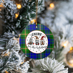 Scottish Maitland Clan Tartan Ceramic Ornament - Gnome Round Style Scottish Plaid Tartan Plaid