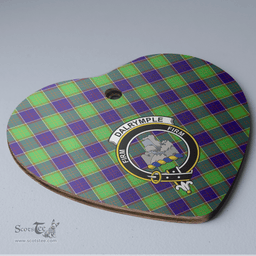 Scottish Dalrymple Clan Tartan Ceramic Ornament - Crest Heart Style Scottish Plaid Tartan Plaid