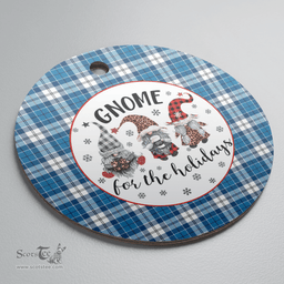 Scottish Strathclyde District Clan Tartan Ceramic Ornament - Gnome Round Style Scottish Plaid Tartan Plaid