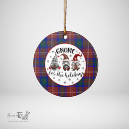Scottish Chisholm Hunting Modern Clan Tartan Ceramic Ornament - Gnome Round Style Scottish Plaid Tartan Plaid
