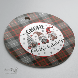 Scottish MacRae Hunting Weathered Clan Tartan Ceramic Ornament - Gnome Round Style Scottish Plaid Tartan Plaid