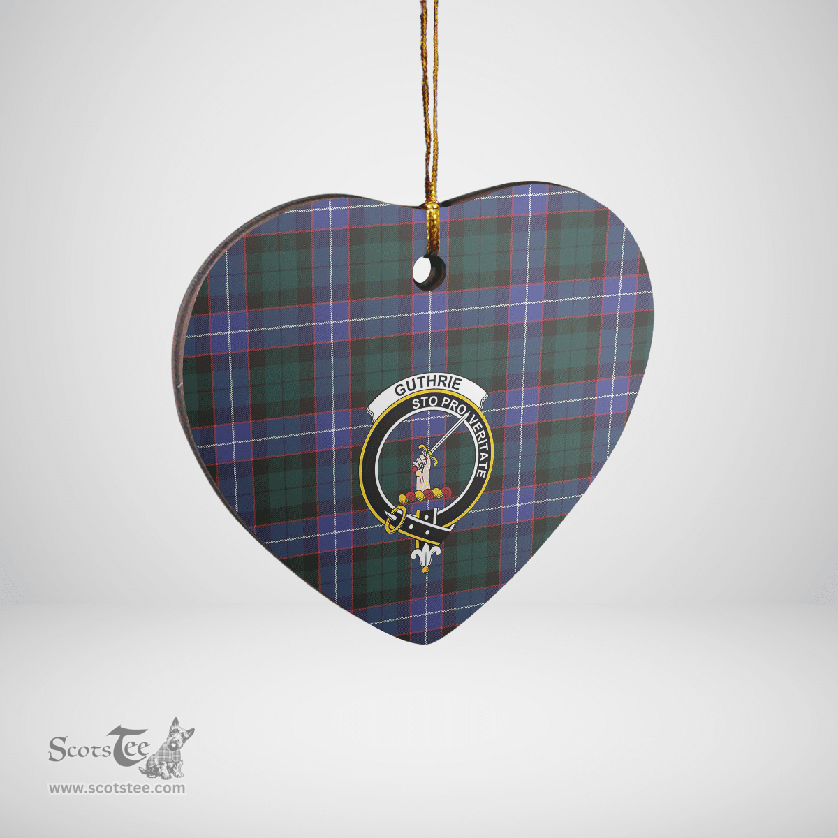 Scottish Guthrie Modern Clan Tartan Ceramic Ornament - Crest Heart Style Scottish Plaid Tartan Plaid