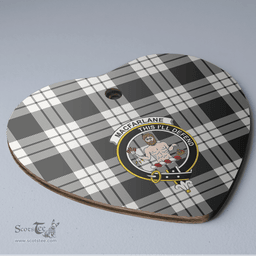 Scottish MacFarlane Black & White Ancient Clan Tartan Ceramic Ornament - Crest Heart Style Scottish Plaid Tartan Plaid
