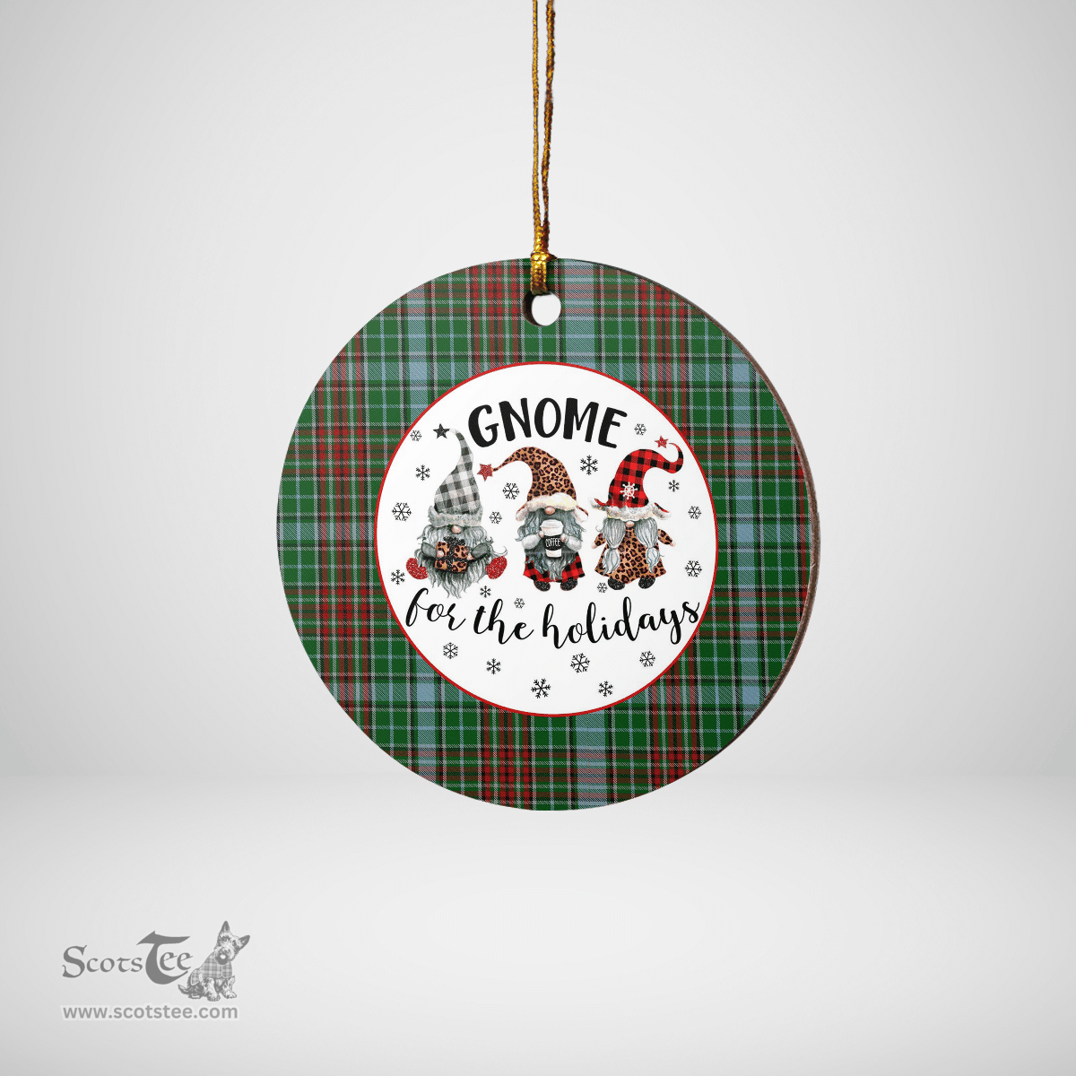 Scottish Gayre Clan Tartan Ceramic Ornament - Gnome Round Style Scottish Plaid Tartan Plaid