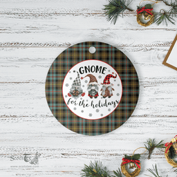 Scottish Farquharson Weathered  Clan Tartan Ceramic Ornament - Gnome Round Style Scottish Plaid Tartan Plaid