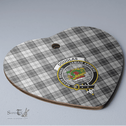 Scottish Douglas Grey Modern Clan Tartan Ceramic Ornament - Crest Heart Style Scottish Plaid Tartan Plaid