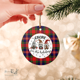 Scottish MacPherson Modern Clan Tartan Ceramic Ornament - Gnome Round Style Scottish Plaid Tartan Plaid