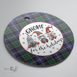 Scottish MacRae Hunting Modern Clan Tartan Ceramic Ornament - Gnome Round Style Scottish Plaid Tartan Plaid