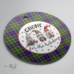 Scottish Whitefoord Clan Tartan Ceramic Ornament - Gnome Round Style Scottish Plaid Tartan Plaid