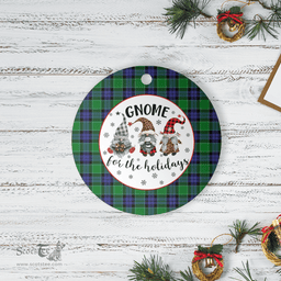 Scottish Monteith Clan Tartan Ceramic Ornament - Gnome Round Style Scottish Plaid Tartan Plaid