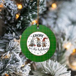 Scottish Wexford County Clan Tartan Ceramic Ornament - Gnome Round Style Scottish Plaid Tartan Plaid