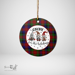 Scottish Tennant Clan Tartan Ceramic Ornament - Gnome Round Style Scottish Plaid Tartan Plaid