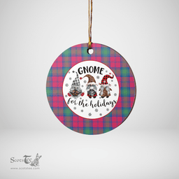 Scottish Lindsay Ancient Clan Tartan Ceramic Ornament - Gnome Round Style Scottish Plaid Tartan Plaid