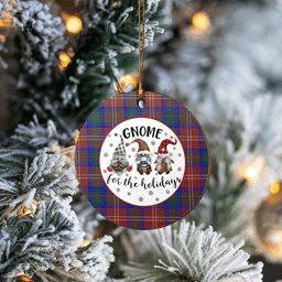 Scottish Chisholm Hunting Modern Clan Tartan Ceramic Ornament - Gnome Round Style Scottish Plaid Tartan Plaid