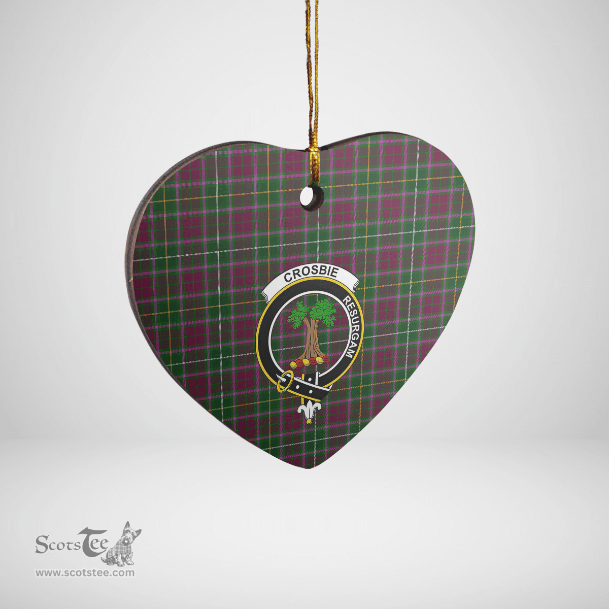 Scottish Crosbie Clan Tartan Ceramic Ornament - Crest Heart Style Scottish Plaid Tartan Plaid