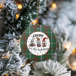 Scottish Gayre Clan Tartan Ceramic Ornament - Gnome Round Style Scottish Plaid Tartan Plaid