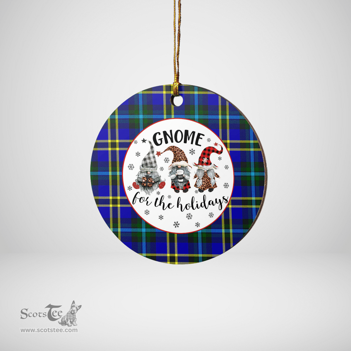 Scottish Weir Modern Clan Tartan Ceramic Ornament - Gnome Round Style Scottish Plaid Tartan Plaid