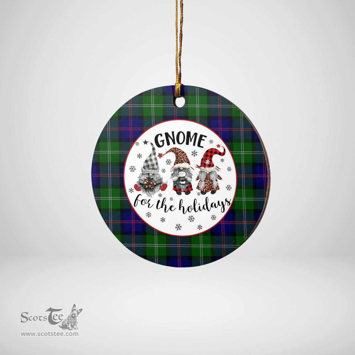 Scottish MacThomas Modern Clan Tartan Ceramic Ornament - Gnome Round Style Scottish Plaid Tartan Plaid