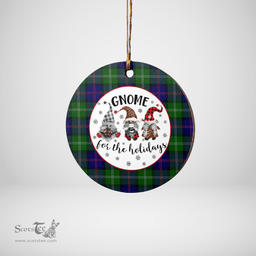 Scottish MacThomas Modern Clan Tartan Ceramic Ornament - Gnome Round Style Scottish Plaid Tartan Plaid