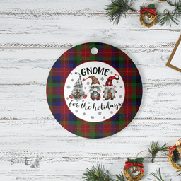 Scottish Tennant Clan Tartan Ceramic Ornament - Gnome Round Style Scottish Plaid Tartan Plaid