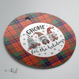 Scottish Nicolson Ancient Clan Tartan Ceramic Ornament - Gnome Round Style Scottish Plaid Tartan Plaid