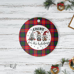 Scottish Wauchope Clan Tartan Ceramic Ornament - Gnome Round Style Scottish Plaid Tartan Plaid