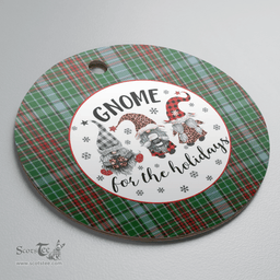 Scottish Gayre Clan Tartan Ceramic Ornament - Gnome Round Style Scottish Plaid Tartan Plaid