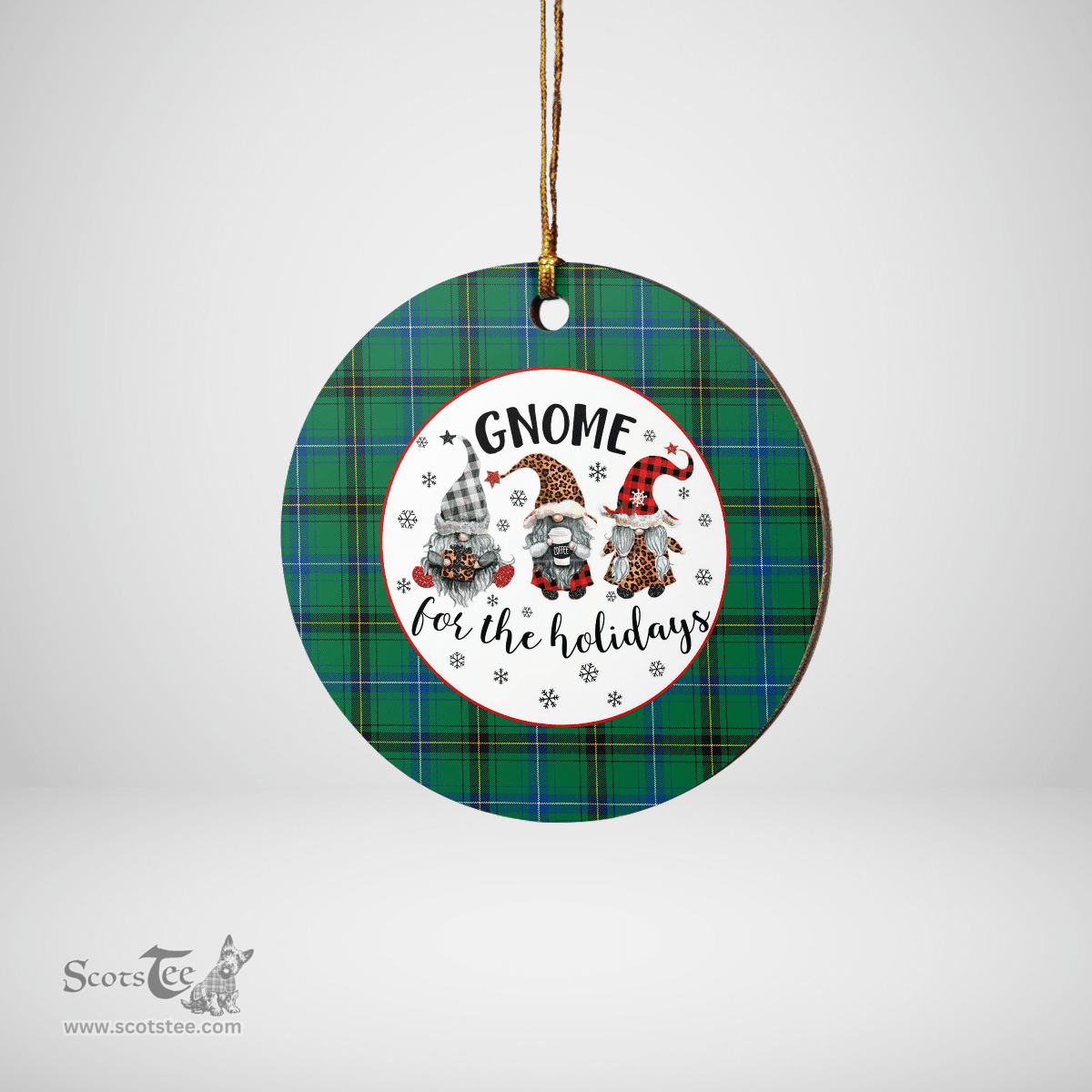 Scottish Henderson Ancient Clan Tartan Ceramic Ornament - Gnome Round Style Scottish Plaid Tartan Plaid