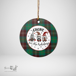 Scottish Chisholm Hunting Ancient Clan Tartan Ceramic Ornament - Gnome Round Style Scottish Plaid Tartan Plaid