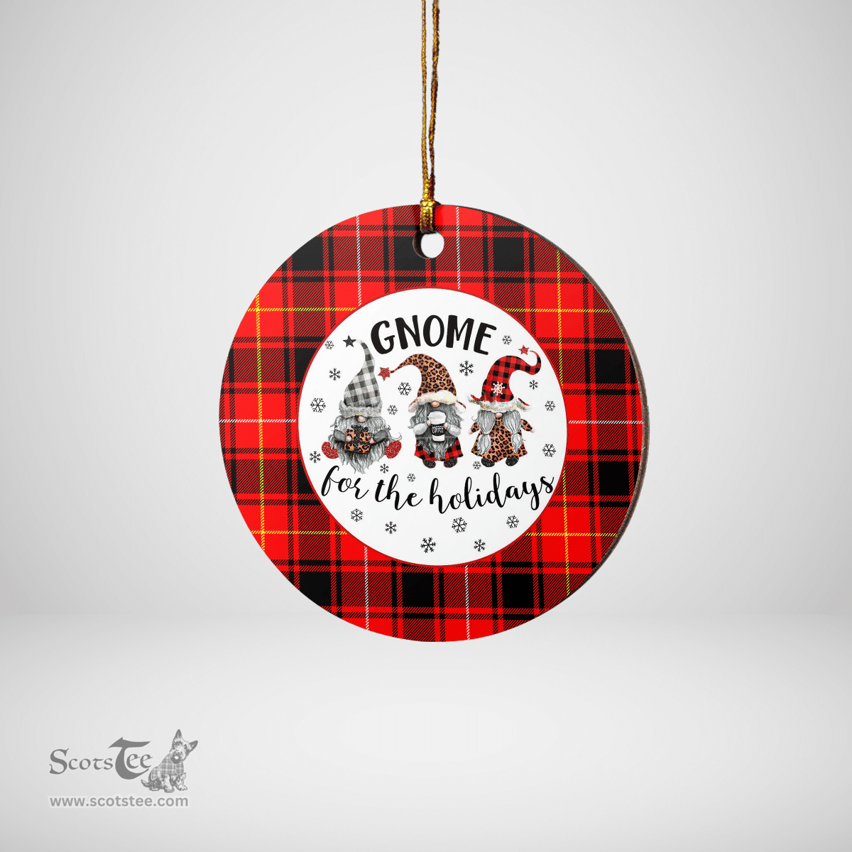 Scottish MacIver Modern Clan Tartan Ceramic Ornament - Gnome Round Style Scottish Plaid Tartan Plaid
