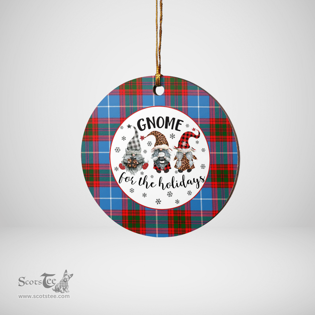 Scottish Crichton District Clan Tartan Ceramic Ornament - Gnome Round Style Scottish Plaid Tartan Plaid