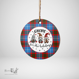 Scottish Crichton District Clan Tartan Ceramic Ornament - Gnome Round Style Scottish Plaid Tartan Plaid