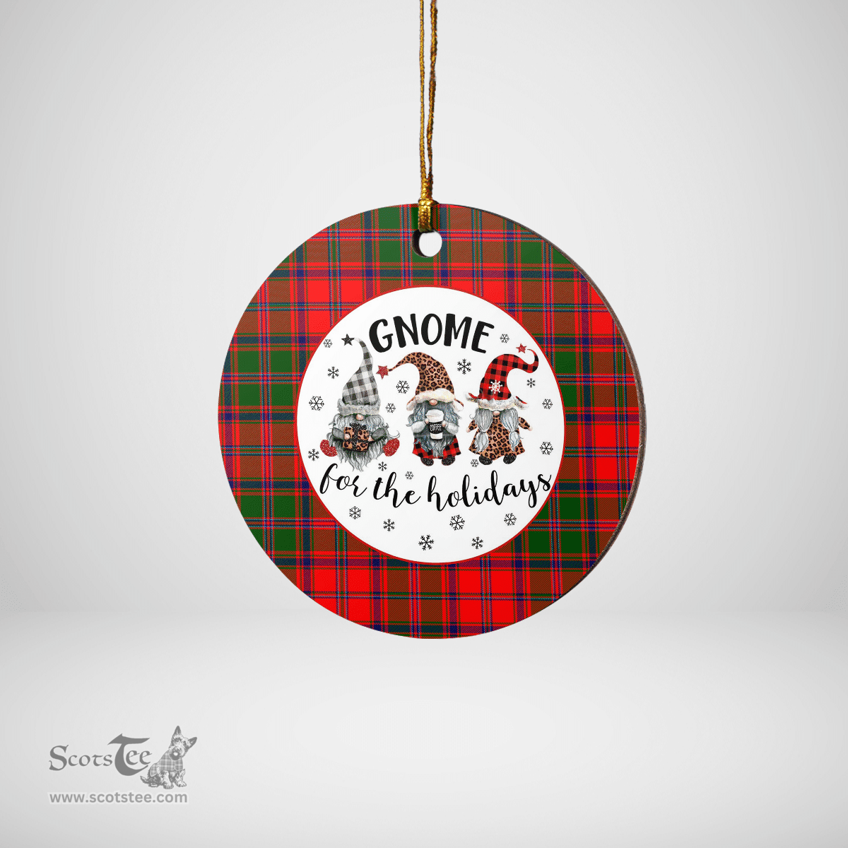 Scottish Stewart of Appin Modern Clan Tartan Ceramic Ornament - Gnome Round Style Scottish Plaid Tartan Plaid