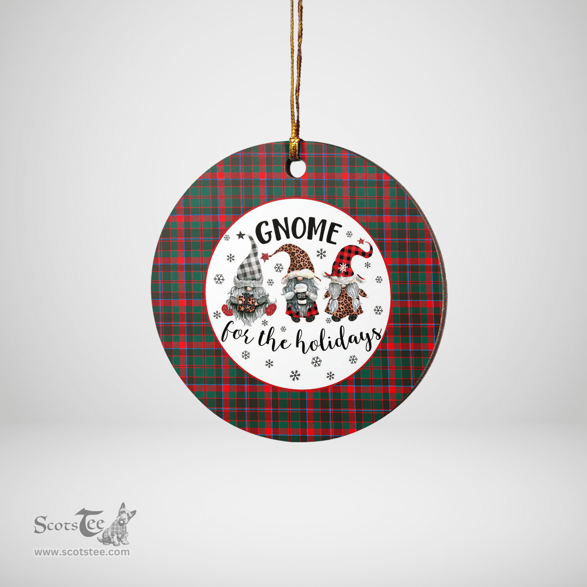 Scottish Cumming Hunting Modern Clan Tartan Ceramic Ornament - Gnome Round Style Scottish Plaid Tartan Plaid