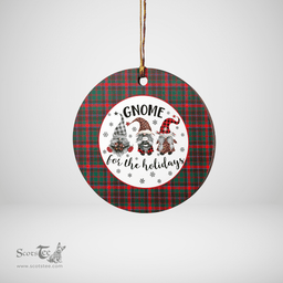 Scottish Cumming Hunting Modern Clan Tartan Ceramic Ornament - Gnome Round Style Scottish Plaid Tartan Plaid