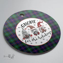 Scottish Campbell of Cawdor Modern Clan Tartan Ceramic Ornament - Gnome Round Style Scottish Plaid Tartan Plaid
