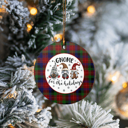 Scottish Tennant Clan Tartan Ceramic Ornament - Gnome Round Style Scottish Plaid Tartan Plaid